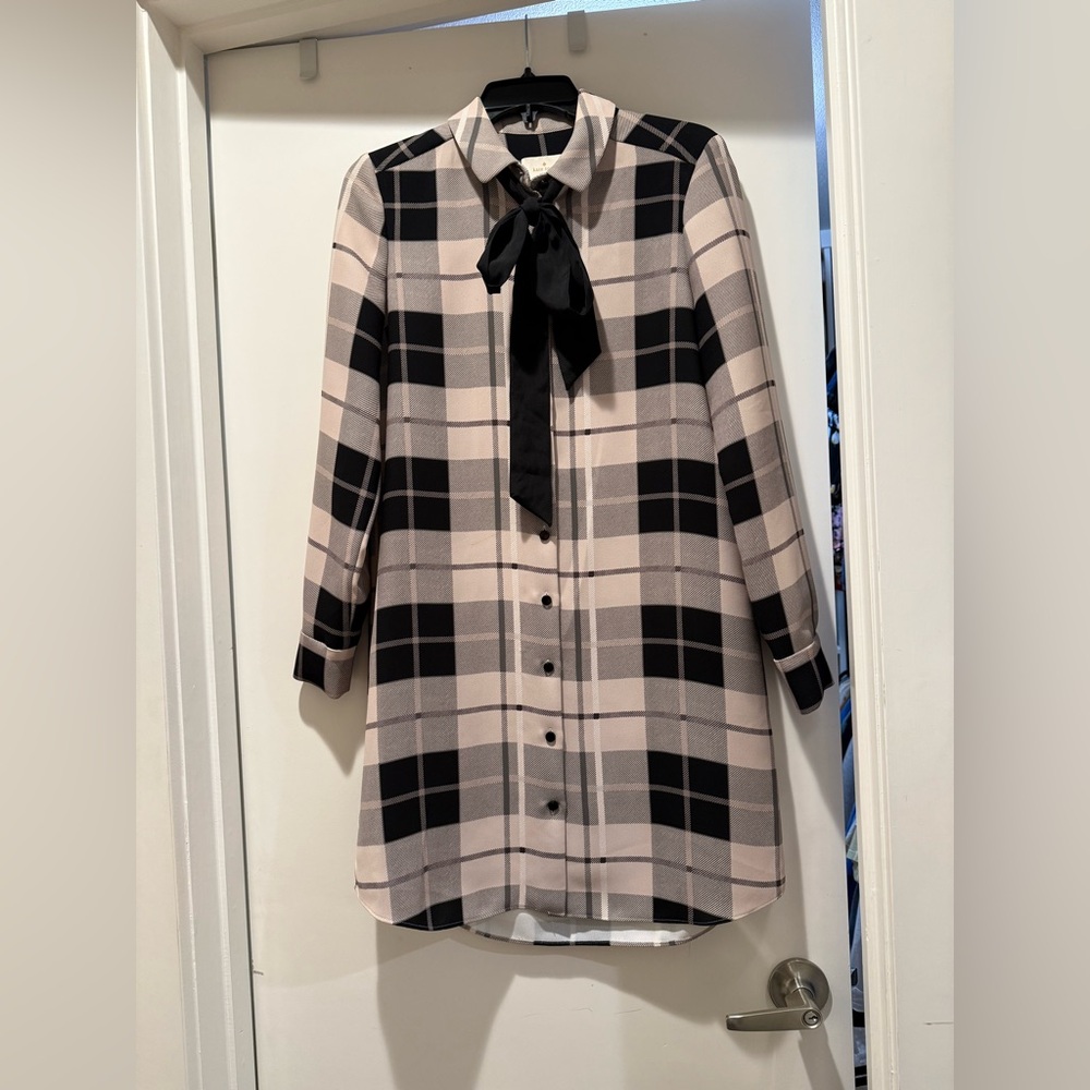Kate Spade Black and Cream Plaid Dress